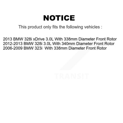 Ceramic Brake Pad Front Rear Kit For 13 BMW 328i With 370mm Diameter Rotor