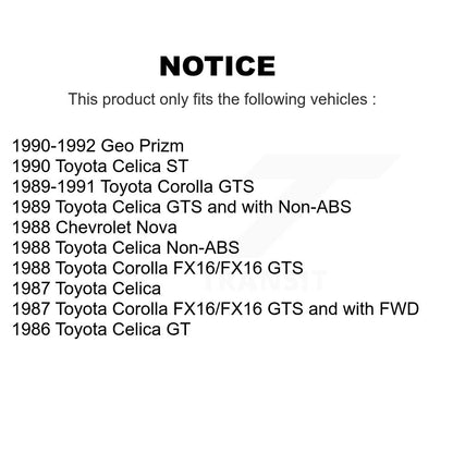 Ceramic Brake Pads Front Rear Kit For Toyota Corolla Celica Geo Prizm Chevrolet