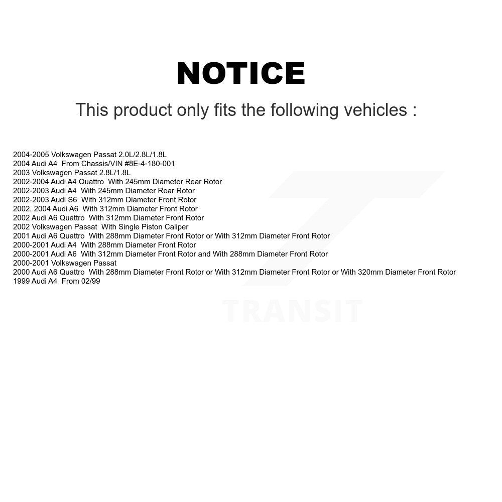 Ceramic Brake Pads Front Rear Kit For Volkswagen Passat Audi A4 Quattro A6 S6