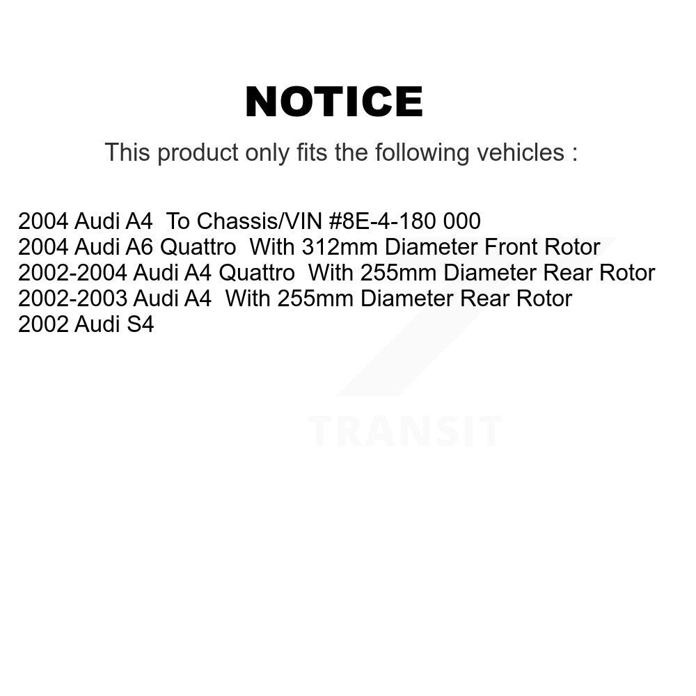 Ceramic Brake Pads Front Rear Kit For Audi A4 Quattro A6 S4