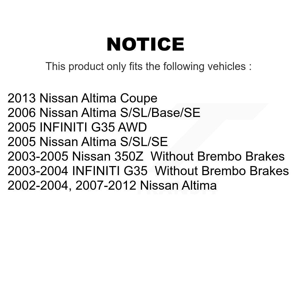 Ceramic Brake Pads & Parking Shoe Front Rear Kit For Nissan Altima 350Z INFINITI