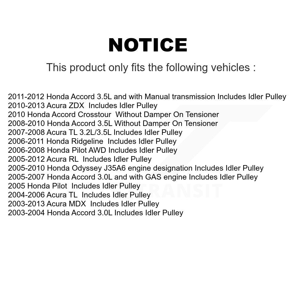 Accessory Drive Belt Tensioner Assembly KTP-89369 For Honda Accord Acura Odyssey
