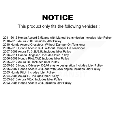 Accessory Drive Belt Tensioner Assembly KTP-89369 For Honda Accord Acura Odyssey