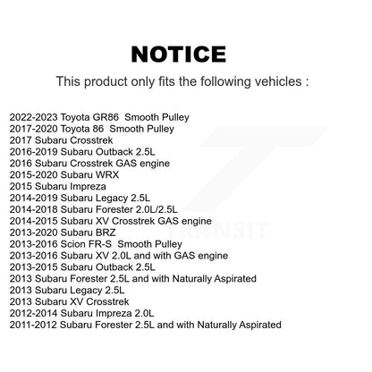 Accessory Drive Belt Idler Pulley KTP-89505 For Subaru Forester Outback Impreza