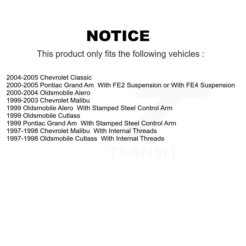 Control Arm And Ball Joint Tie Rod End Link Front Kit (8Pc) For Pontiac Grand Am