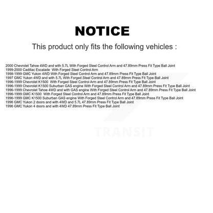 Lower & Upper Ball Joints Front Kit For K1500 Chevrolet GMC Tahoe Suburban Yukon