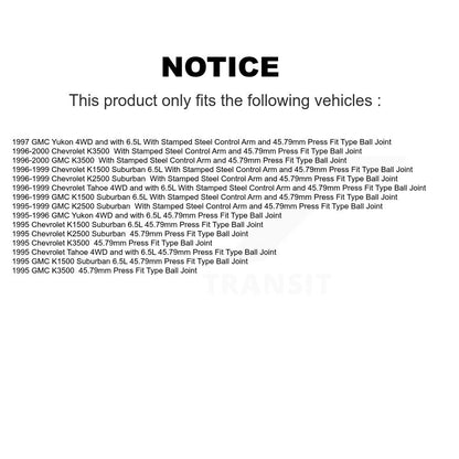 Lower & Upper Ball Joints Front Kit For Chevrolet GMC K3500 Tahoe K1500 Suburban