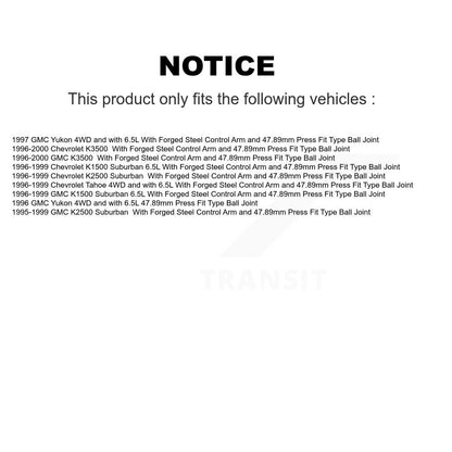 Lower & Upper Ball Joints Front Kit For Chevrolet GMC K3500 Tahoe K1500 Suburban