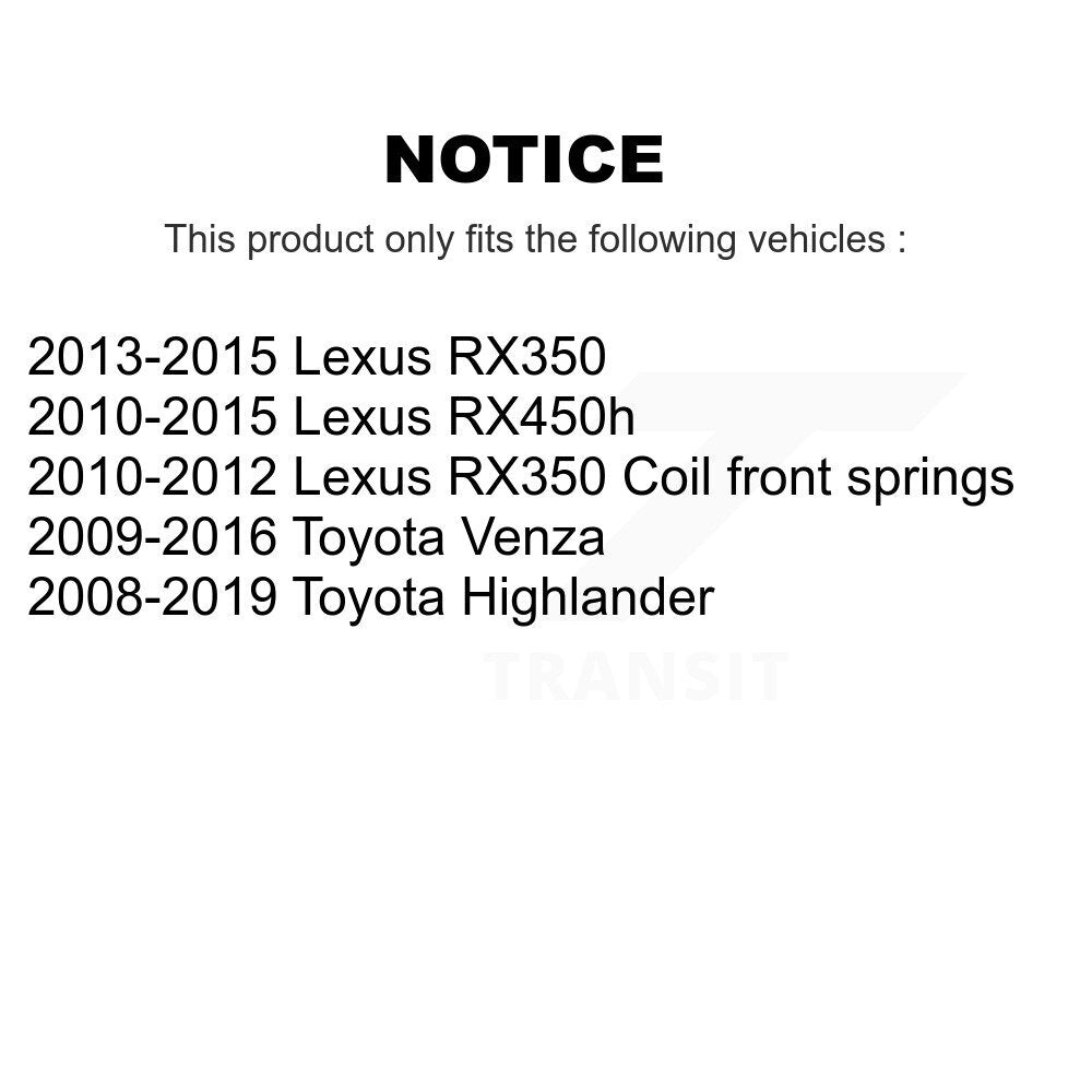 Suspension Control Arm Assembly And Tie Rod End Front Kit For Toyota Highlander