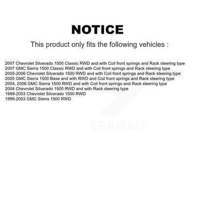 Suspension Control Arm Assembly & Tie Rod End Front Kit For Chevrolet Silverado