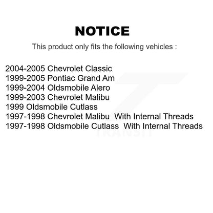 Tie Rod End Front Inner Pair For Pontiac Grand Am Chevrolet Malibu Oldsmobile