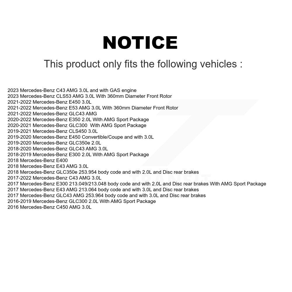 Ceramic Brake Pad & Wear Sensor Front Kit For Mercedes-Benz GLC300 C43 AMG GLC43