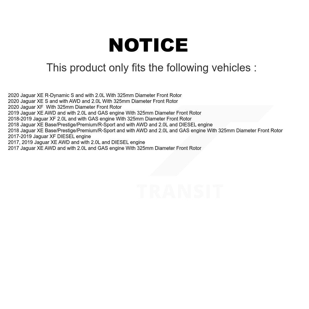 Ceramic Disc Brake Pads And Wear Sensors Front Kit For Jaguar XE XF