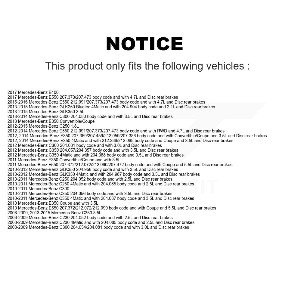 Ceramic Brake Pad Wear Sensor Rear Kit For Mercedes-Benz C300 GLK350 GLK250 E350