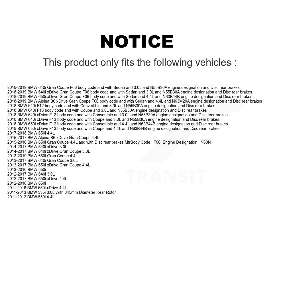 Ceramic Brake Pads Wear Sensor Rear Kit For BMW 550i xDrive 650i Gran Coupe 640i