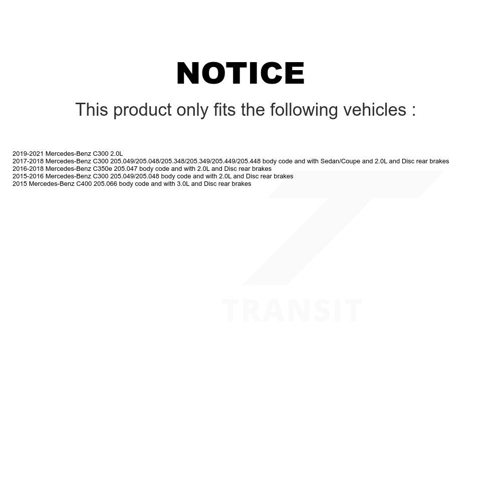 Ceramic Disc Brake Pads & Wear Sensor Rear Kit For Mercedes-Benz C300 C400 C350e