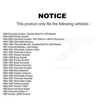 Drum Brake Shoe Rear NB-553B For Chevrolet Cavalier Pontiac Sunfire Grand Am II