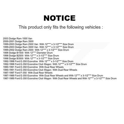 Drum Brake Shoe Rear NB-583R For Ford Dodge Ram 2500 E-350 Econoline F-350 3500