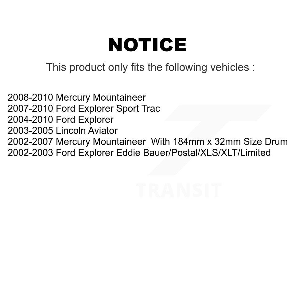 Parking Brake Shoe Rear NB-791B For Ford Explorer Sport Trac Lincoln Aviator