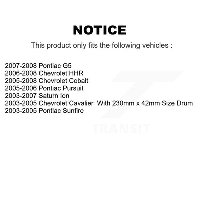 Drum Brake Shoe Rear NB-795B For Chevrolet Pontiac Cobalt Saturn Ion G5 Sunfire