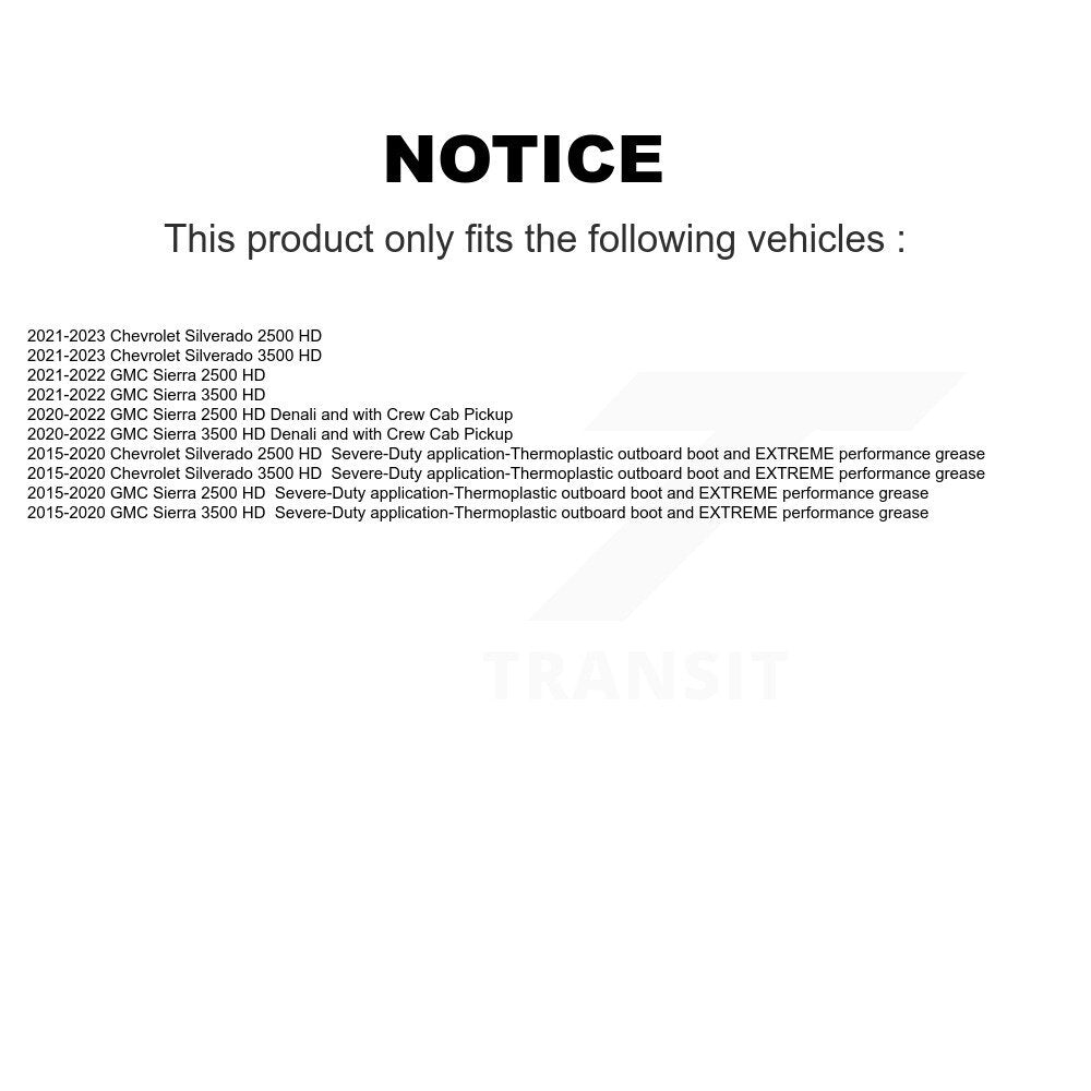 CV Axle Shaft Front NCV-GM10017HD For Chevrolet GMC Silverado 2500 HD Sierra