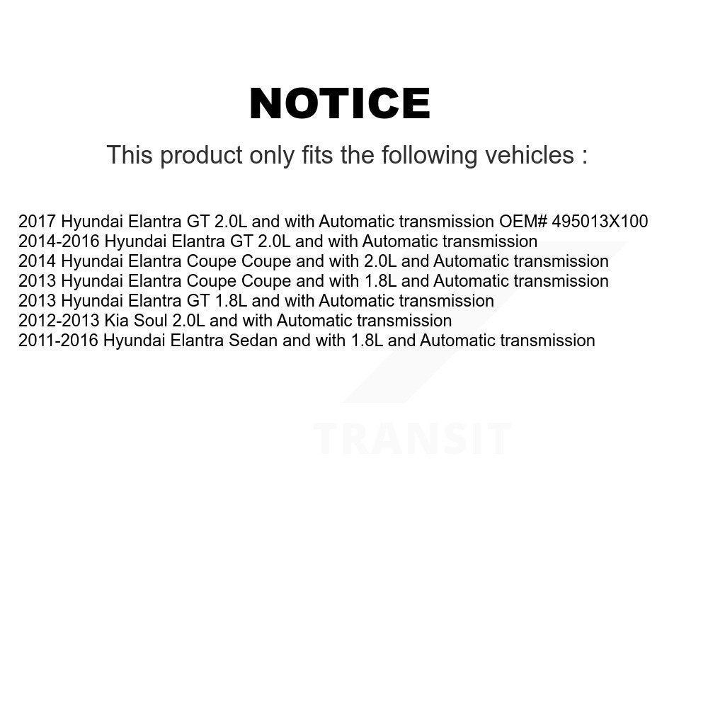 CV Axle Shaft Front Right NCV-HY37012 For Hyundai Elantra GT Kia Soul Coupe