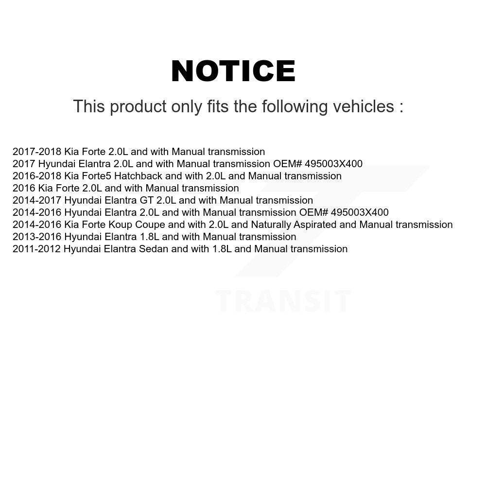 CV Axle Shaft Front Left NCV-HY37049 For Hyundai Elantra Kia Forte GT Forte5