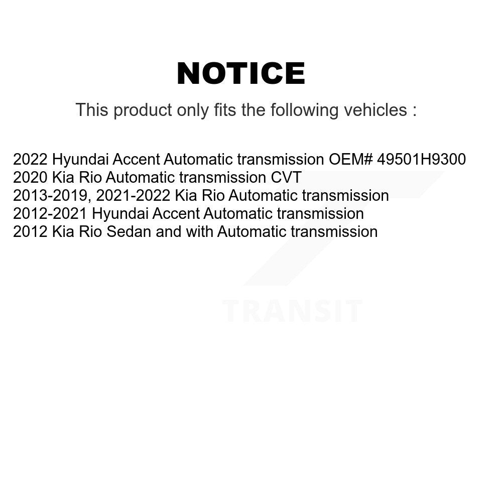 CV Axle Shaft Front Right NCV-HY37091 For Hyundai Accent Kia Rio
