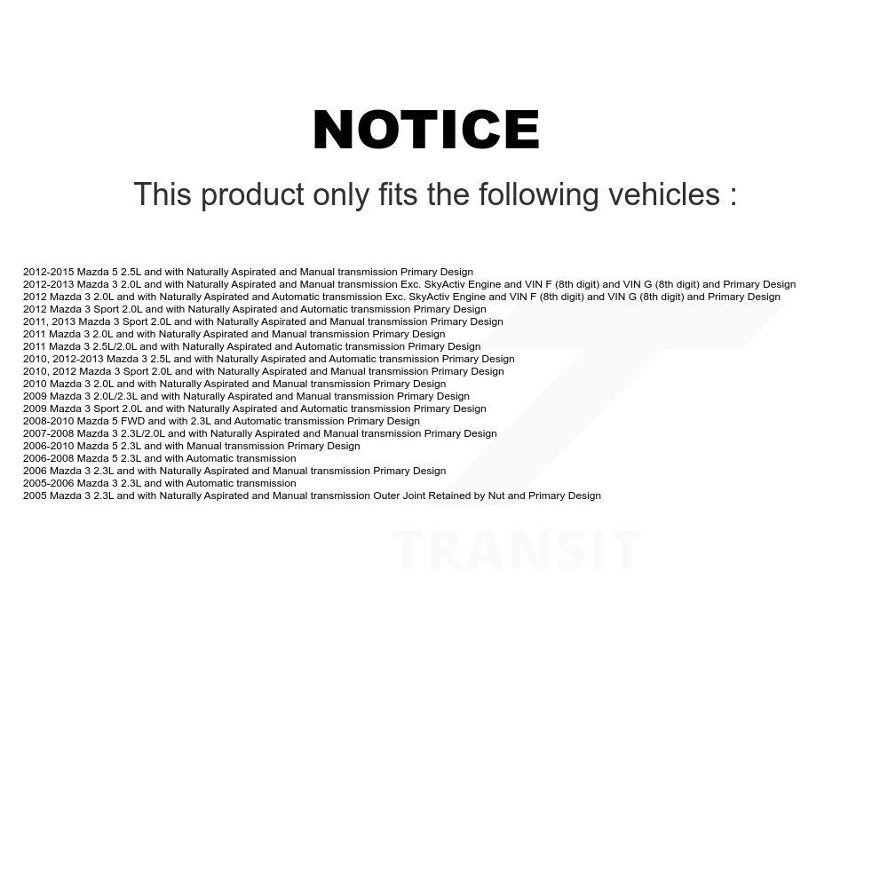 CV Axle Shaft Front Left NCV-MZ47555 For Mazda 3 5 Sport