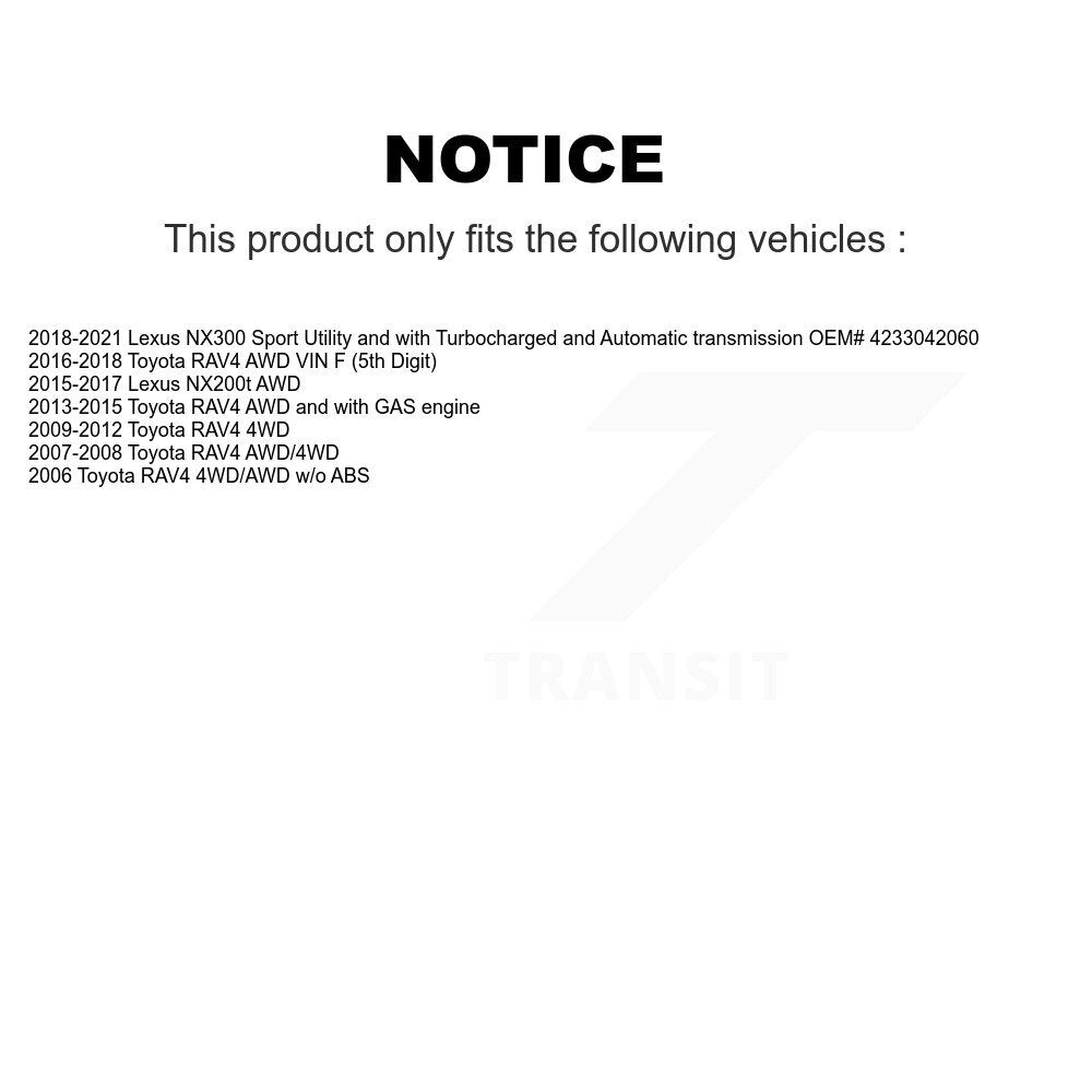 CV Axle Shaft Rear NCV-TO69019 For Toyota RAV4 Lexus NX300 NX200t