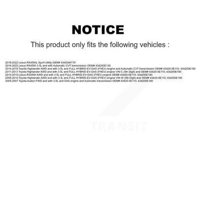 CV Axle Shaft Front Left NCV-TO69091 For Toyota Highlander Lexus RX450h Avalon