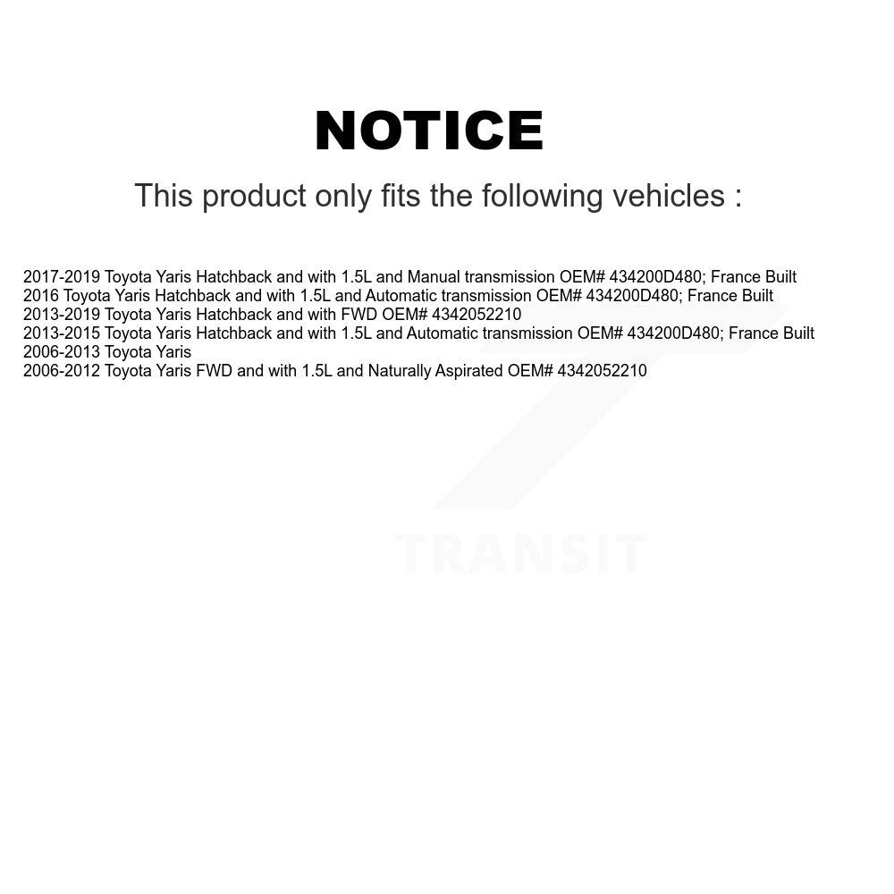 CV Axle Shaft Front Left NCV-TO69451 For Toyota Yaris