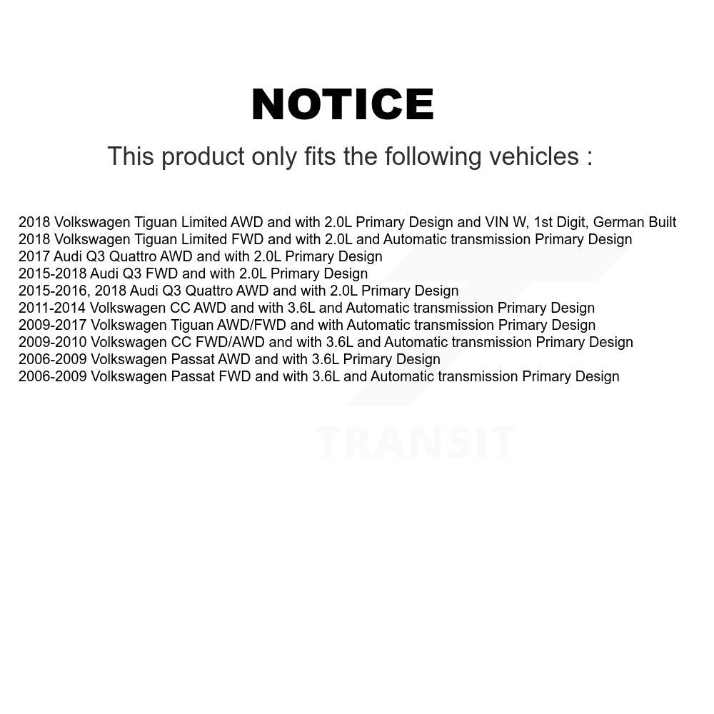 CV Axle Shaft Front Left NCV-VW23016 For Volkswagen Tiguan Audi Q3 Quattro CC