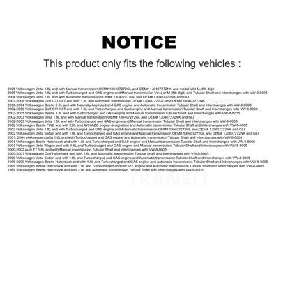 CV Axle Shaft Front Right NCV-VW72053 For Volkswagen Jetta Golf Beetle Audi TT