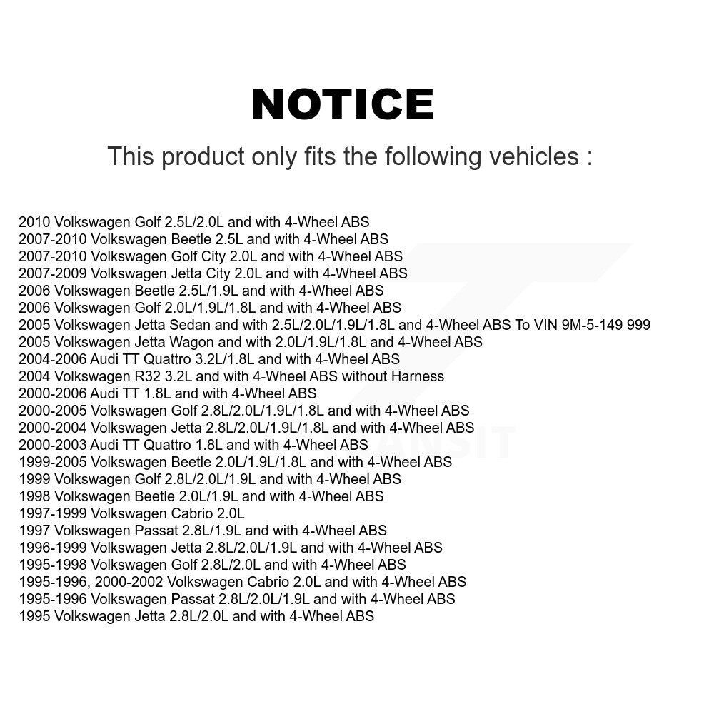 ABS Wheel Speed Sensor Front Left SEN-2ABS0001 For Volkswagen Jetta Golf Beetle