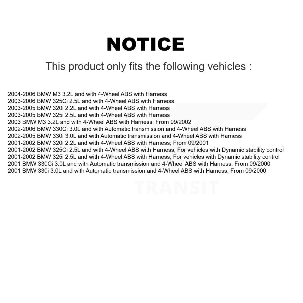 ABS Wheel Speed Sensor Rear SEN-2ABS0075 For BMW 330Ci 325i 325Ci M3 320i 330i