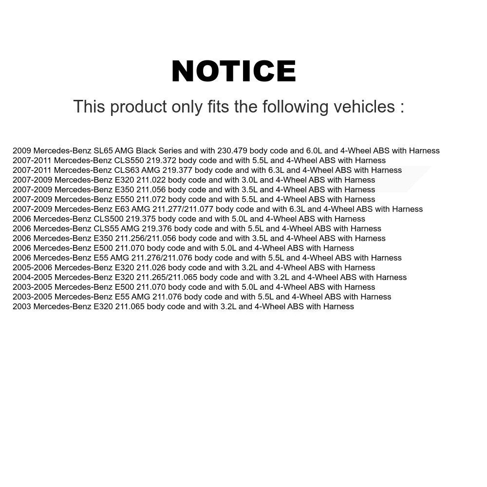 ABS Wheel Speed Sensor Front SEN-2ABS0092 For Mercedes-Benz E320 E350 E500 E550