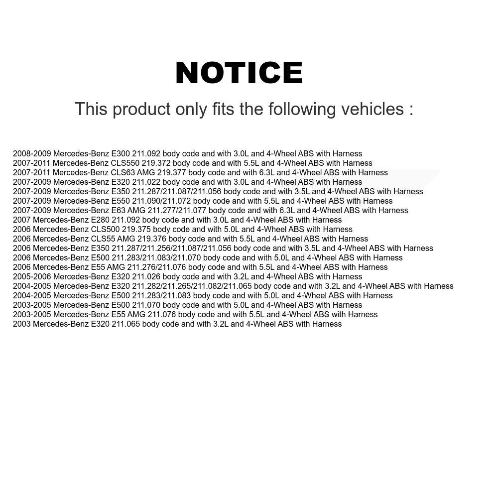 ABS Wheel Speed Sensor Rear SEN-2ABS0095 For Mercedes-Benz E320 E350 E300 E500