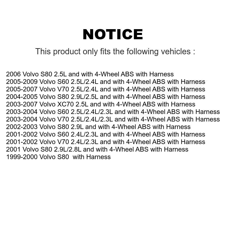 ABS Wheel Speed Sensor Front SEN-2ABS0140 For Volvo S60 XC70 V70 S80
