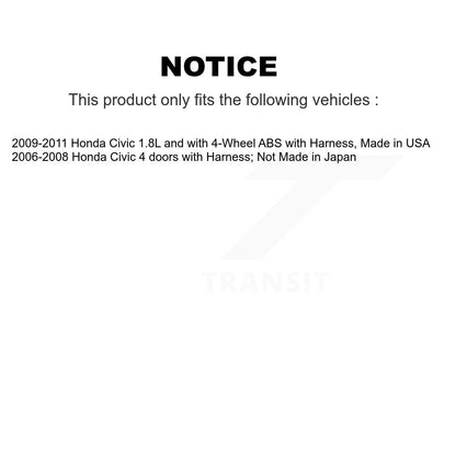 ABS Wheel Speed Sensor Front Right SEN-2ABS0192 For Honda Civic