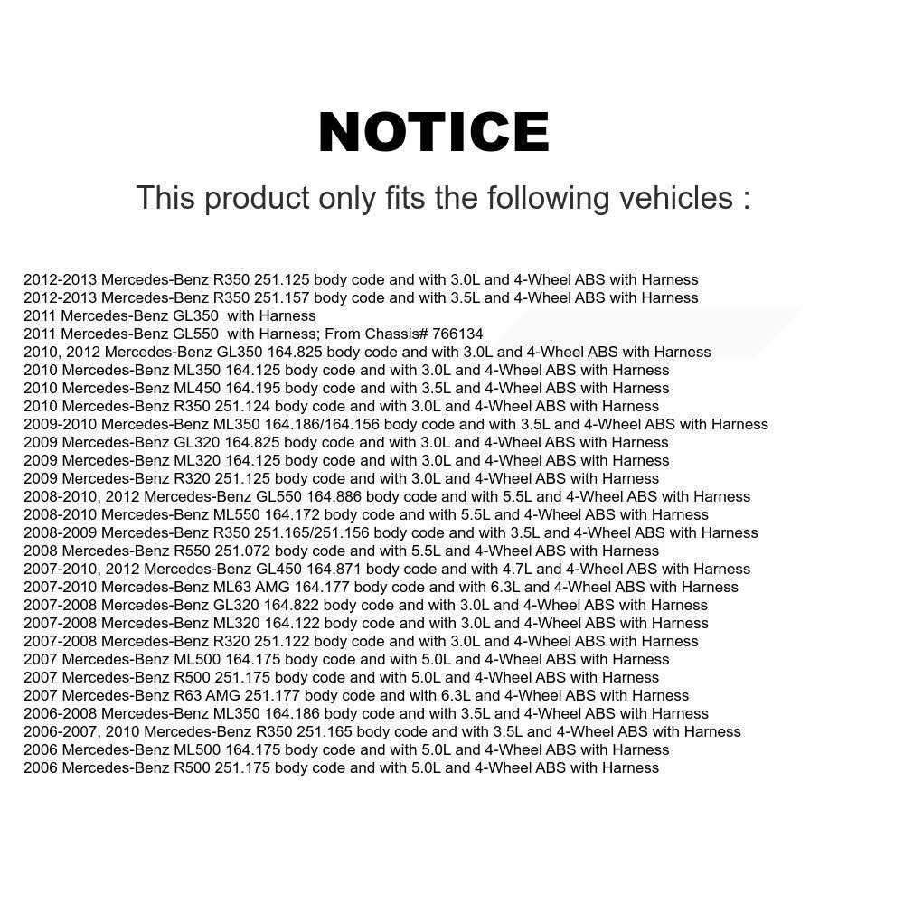 ABS Wheel Speed Sensor Rear SEN-2ABS0205 For Mercedes-Benz ML350 ML320 GL350 AMG