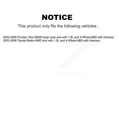 ABS Wheel Speed Sensor Rear Right SEN-2ABS0242 For Toyota Matrix Pontiac Vibe
