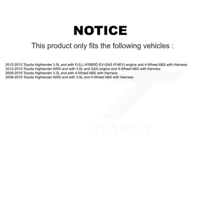 ABS Wheel Speed Sensor Rear Right SEN-2ABS0310 For Toyota Highlander