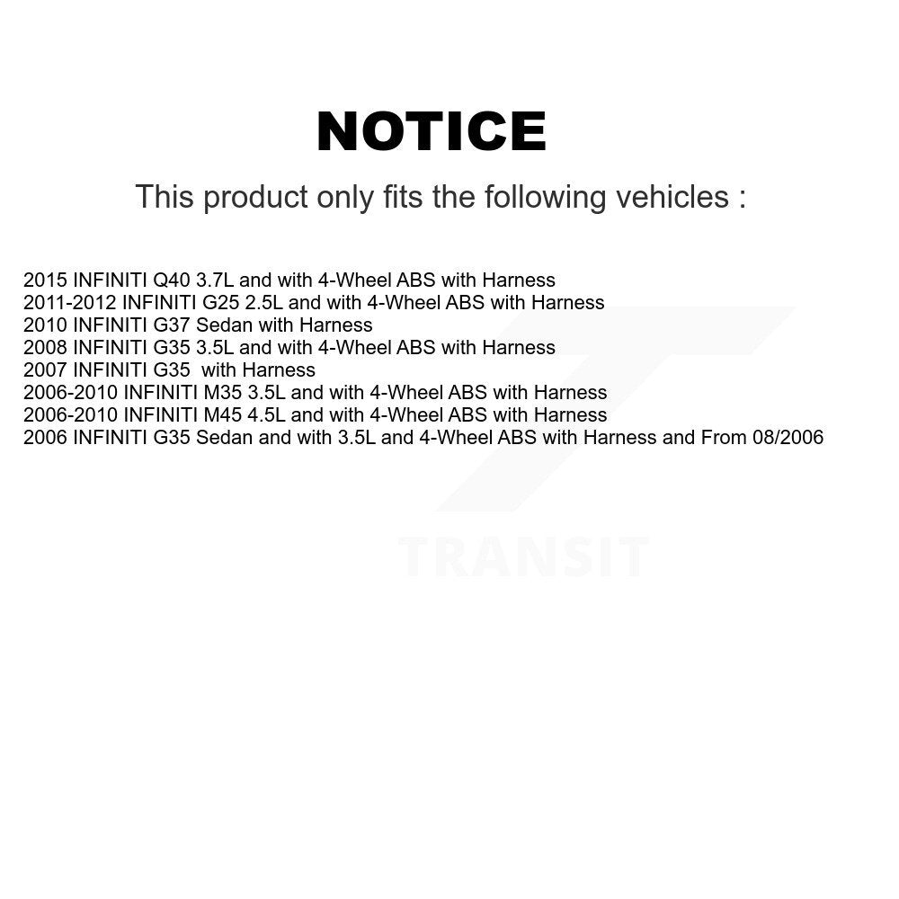 ABS Wheel Speed Sensor Rear SEN-2ABS0330 For INFINITI G35 G37 M35 G25 M45 Q40