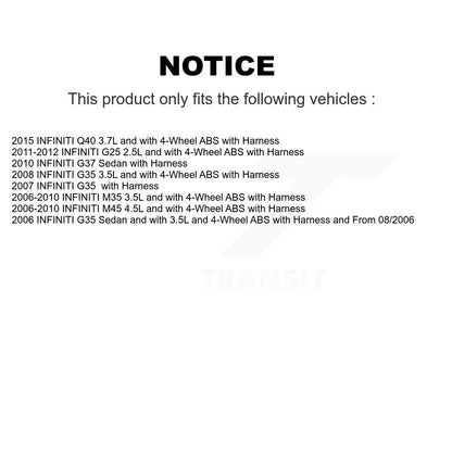 ABS Wheel Speed Sensor Rear SEN-2ABS0330 For INFINITI G35 G37 M35 G25 M45 Q40