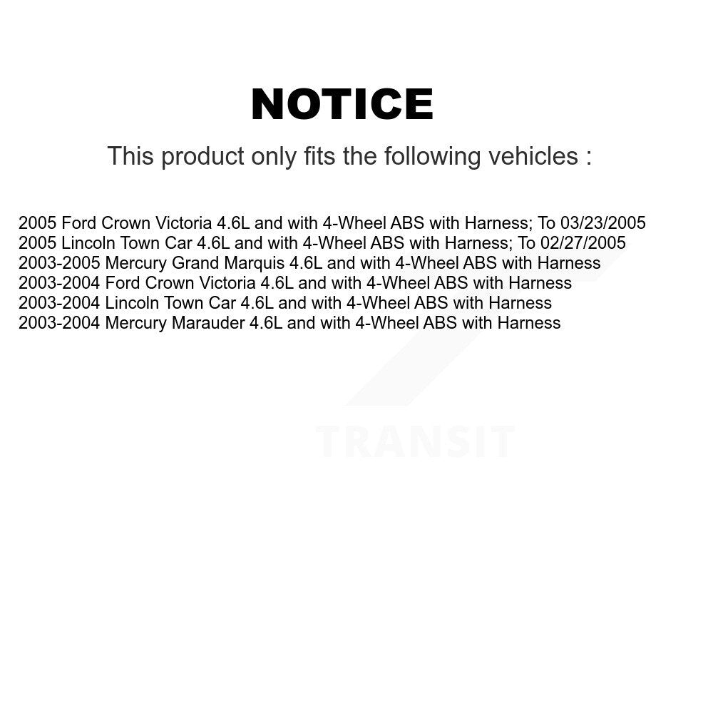 ABS Wheel Speed Sensor Front SEN-2ABS0480 For Mercury Lincoln Town Car Grand
