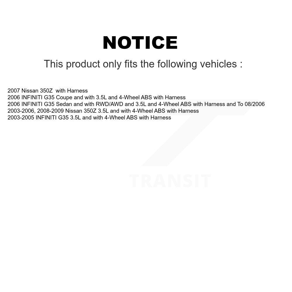 ABS Wheel Speed Sensor Front Left SEN-2ABS0653 For INFINITI G35 Nissan 350Z