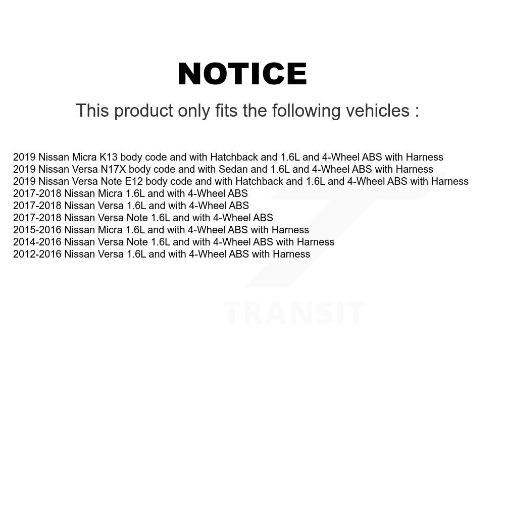 ABS Wheel Speed Sensor Front SEN-2ABS0859 For Nissan Micra Versa Note