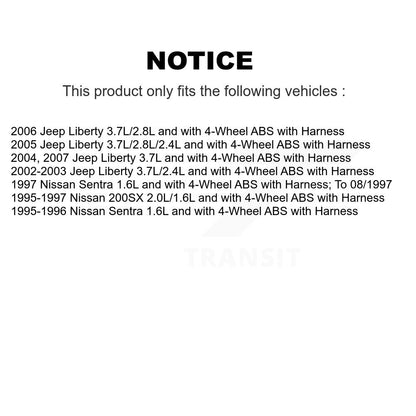 ABS Wheel Speed Sensor Front SEN-2ABS1034 For Jeep Liberty Nissan Sentra 200SX