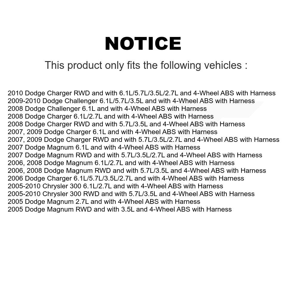 ABS Wheel Speed Sensor Front SEN-2ABS1279 For Dodge Chrysler 300 Charger Magnum